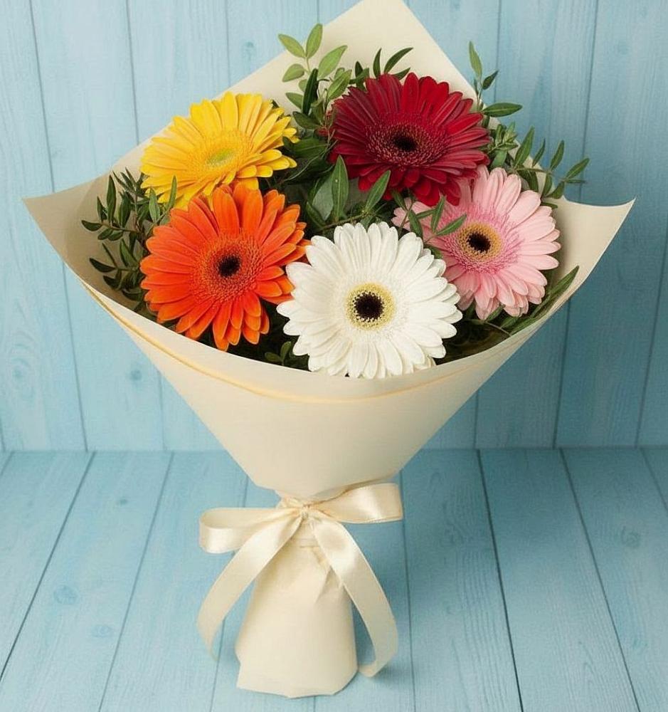Букет цветов из: Герберы в Серпухов-15