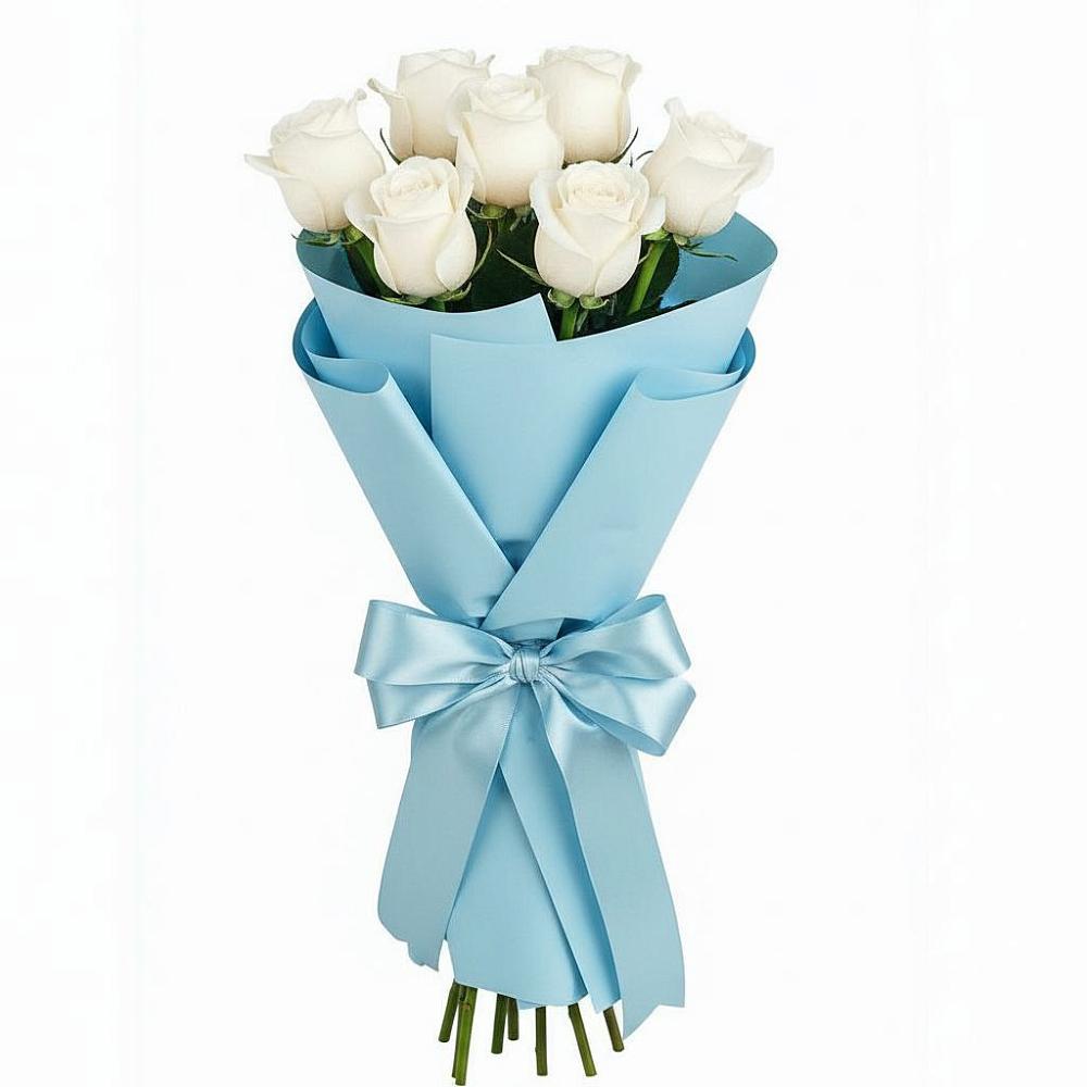 Букет 7 белых роз Проуд в Серпухов-15