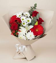 Букет цветов из:  Розы, Хризантемы, Герберы и Лилии в Серпухов-15