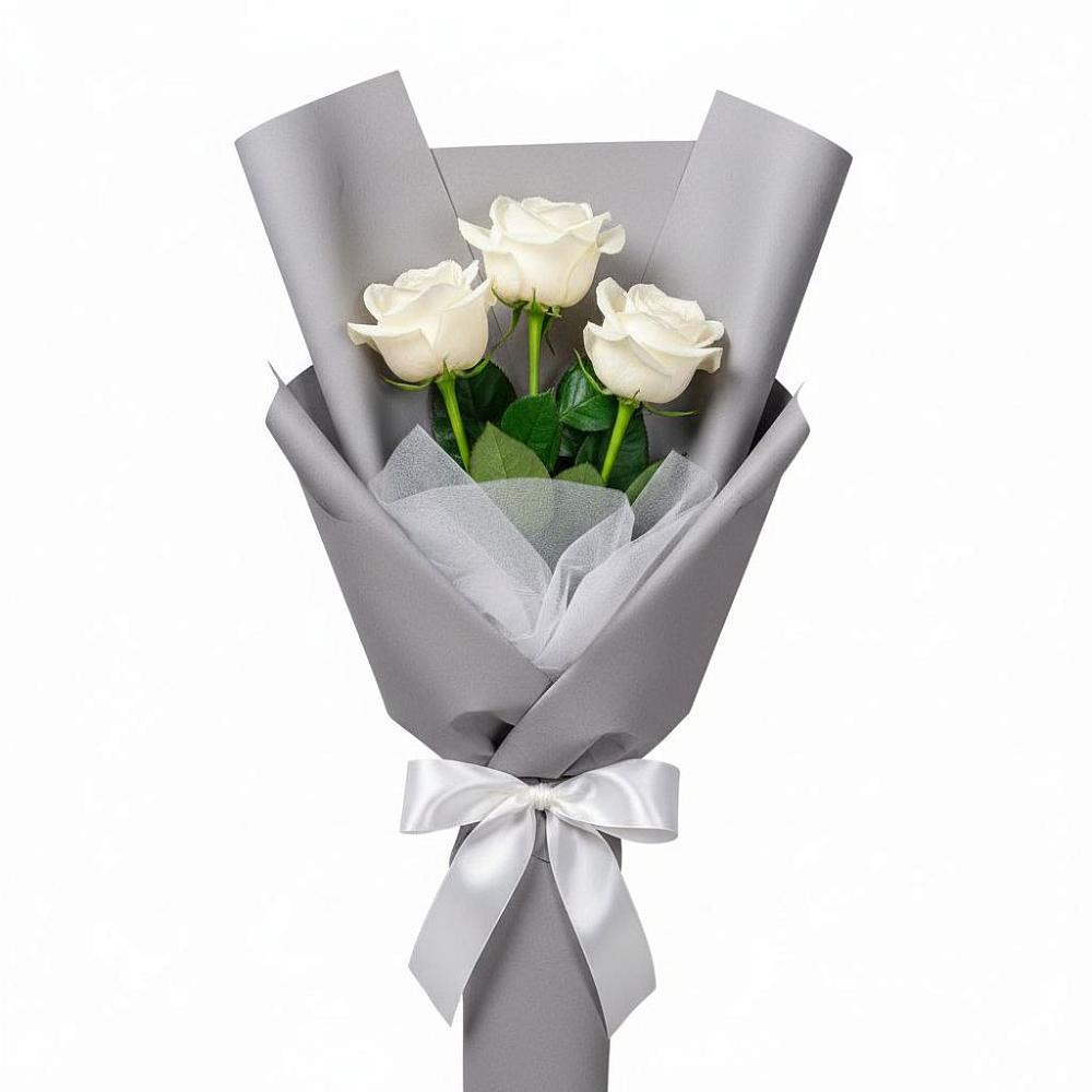 Букет 3 белые розы в Серпухов-15