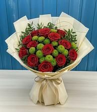 Букет цветов из:  Розы и Хризантемы в Серпухов-15