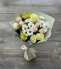 Букет цветов из:  Альстромерии, Розы и Хризантемы в Серпухов-15