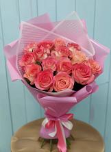 Букет 15 Розовых роз Равель в Серпухов-15